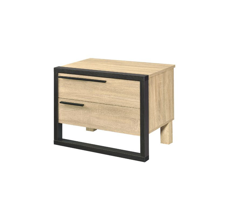 Larrabee Oak and Black 2-drawer Accent Table