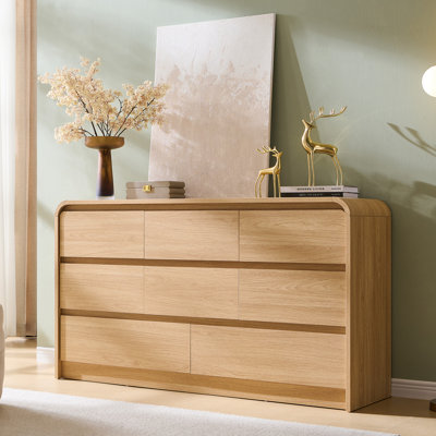 Maud Modern 8 Drawers Dresser for Bedroom, 55" Wide Dressers & Chest of Drawers w/Curved Profile Design