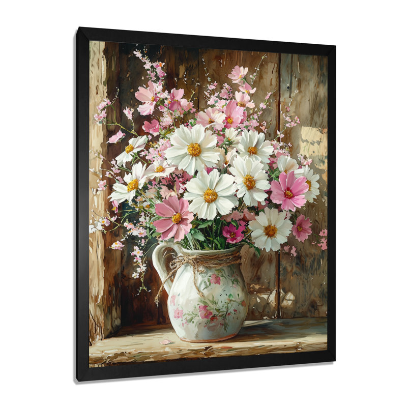 Bennett - Floral Canvas Wall Art, Noir, noir, noir, noir, H 20 po x l 12 po, Reproduction encadrée sans passe-partout
