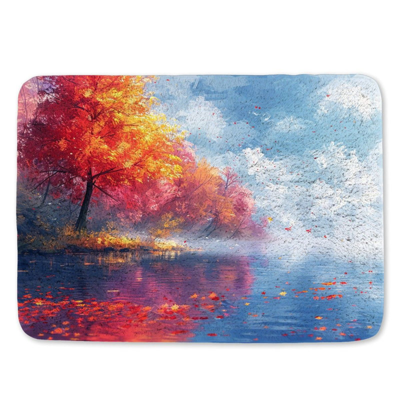 Automne scène tapis de bain nature décor de salle de bain feuillage coloré, L 17 po x L 24 po