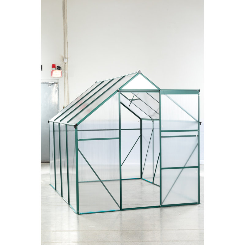 Serre 6 x 8 pi - Base galvanisée et panneaux en polycarbonate pour une durabilité durable et stable