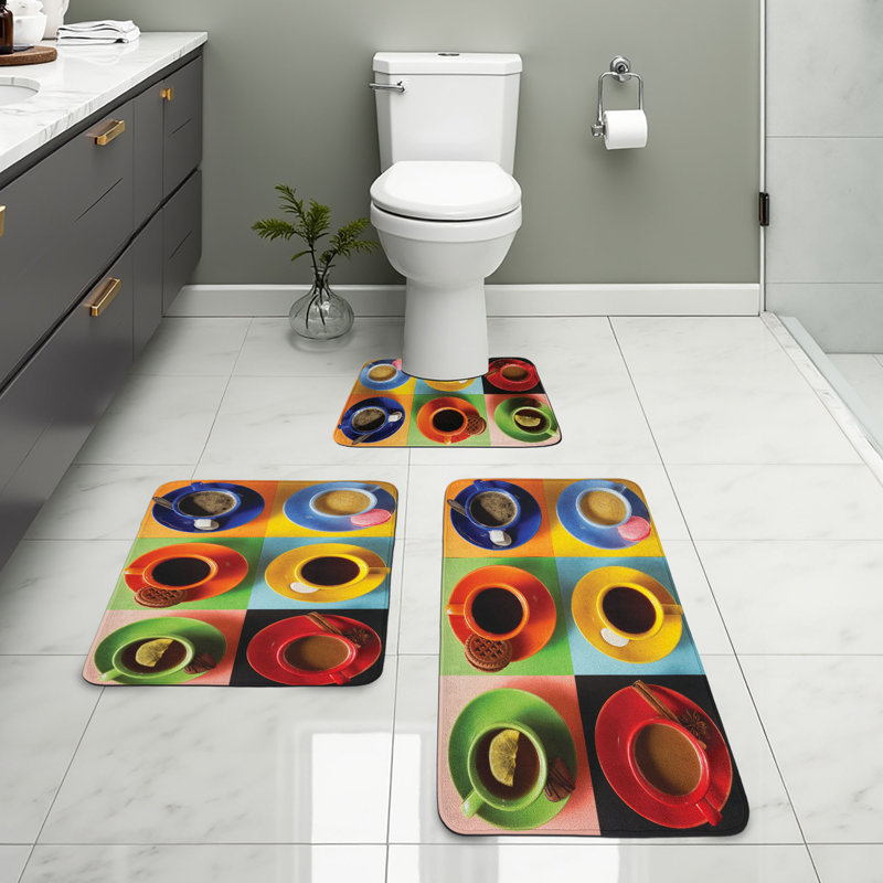  Multicolore ensemble de tapis en forme de U et rectangulaires Coffee