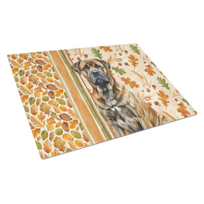 Brindle Boerboel Heirloom Fall Glass Cutting Board