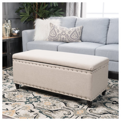 Banc repose-pieds en tissu blé avec couvercle relevable, siège d'entrée rectangulaire de 42 pouces