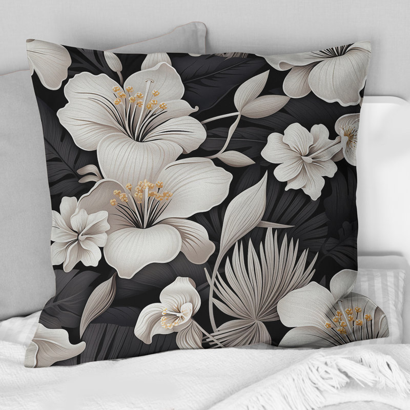 Motif tropical tropique monochrome - Coussin Abstrait corail multicolore abstrait - Coussin, H 16 po x l 16 po