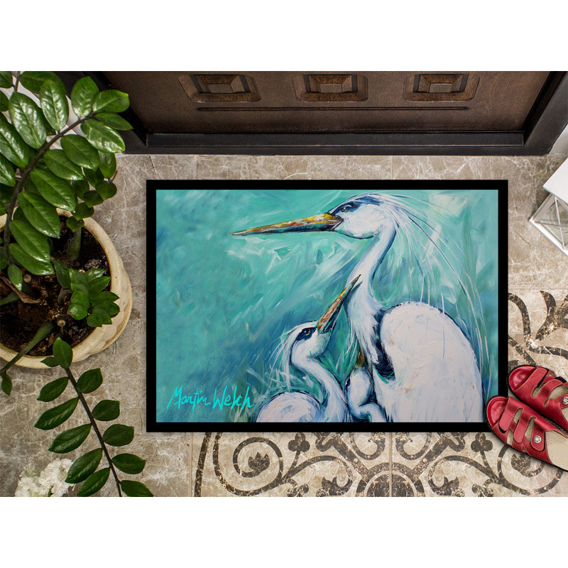 Paillasson d’intérieur anti-dérapant Sahara Mother Love Crane, Rectangle 1 pi 6 po x 2 pi 3 po
