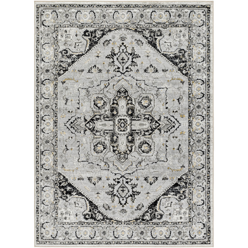 Mikel Traditional Charcoal Area Rug, Rectangle 9' x 12'