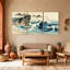 «Nautical & Beach Wave Mountains Sea Sky Cliff Water Water Blue», ensemble de 3 impressions sur toile-1698262051