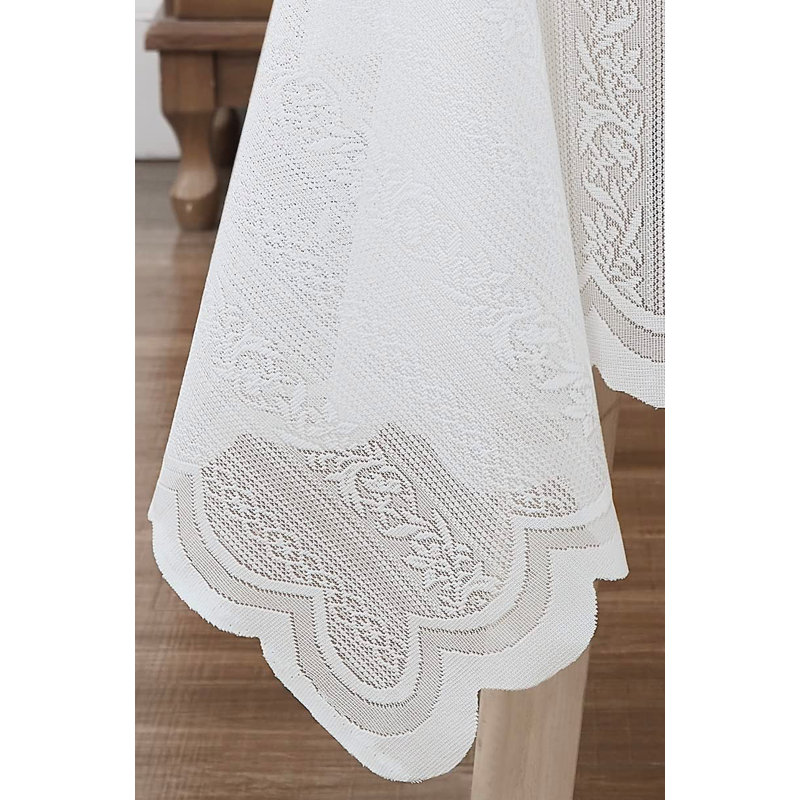 Nappe dentelle en 3 tailles ivoire, lin et blanc, Ivoire, L 54 po x L 72 po