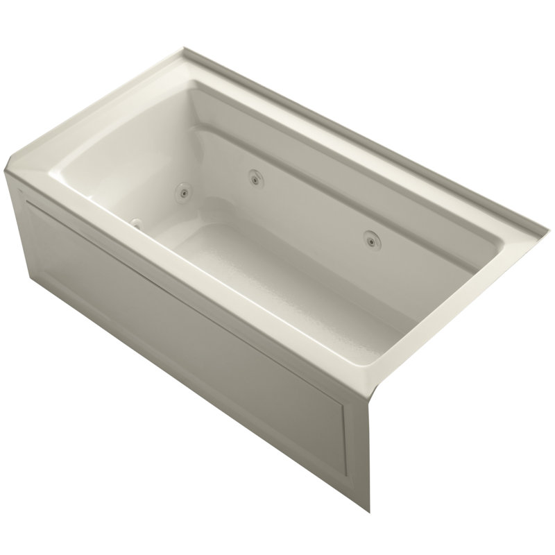 Archer Alcove 60" x 32" Whirpool Bathtub, Almond, Right