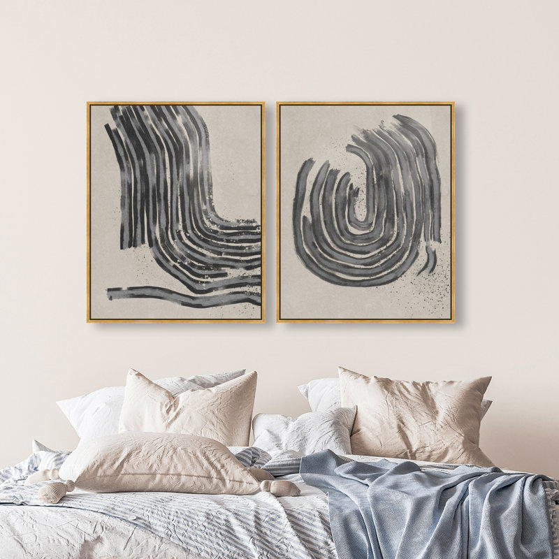 Two Spaces Set Set by Oliver Gal, 31"H x 37"W, Gold Floater Frame