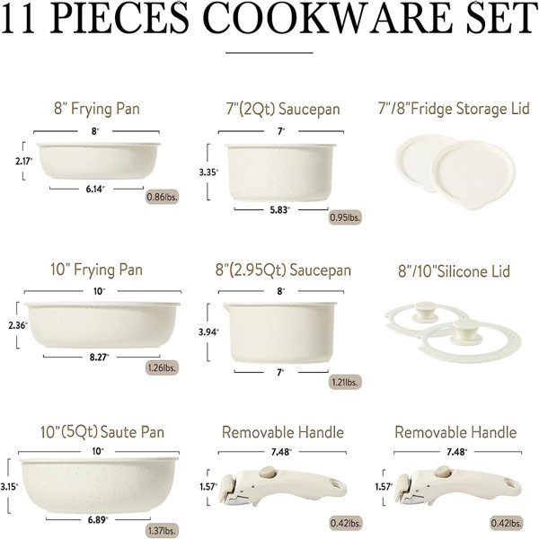 YITAHOME 11 - Piece Non-Stick Ironstone Cookware Set