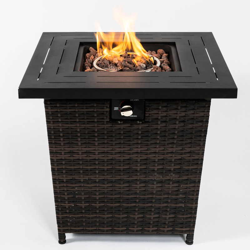Square Gas Fire Pit Table 28Inch, Steel Tabletop, Includes Rocks, Propane/ Operated 28Inch Table, Frame & Top, Propane/Liquefied Petroleum Fuel, 20 Sq.Ft Heating