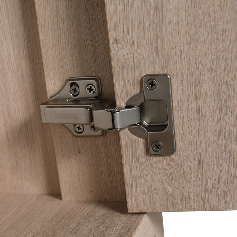 Meuble-lavabo sur pied 36 po avec lavabo et porte en résine blanche - Accessoire fonctionnel 36 po, Chêne clair uni