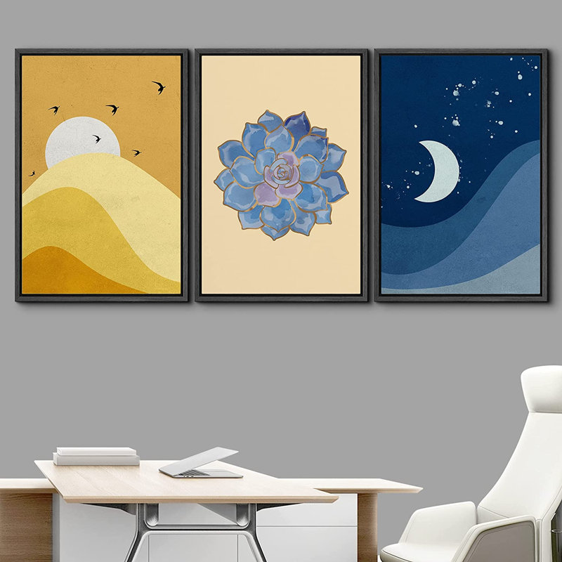 3 pièces, cadre flottant, impression sur toile, Noir, H 24 po x l 48 po x P 1,5 po
