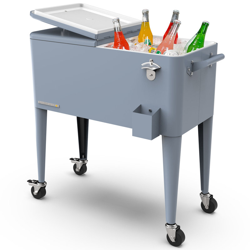 Permasteel 80-Qt Classic Outdoor Patio Cooler On Wheels, Blue