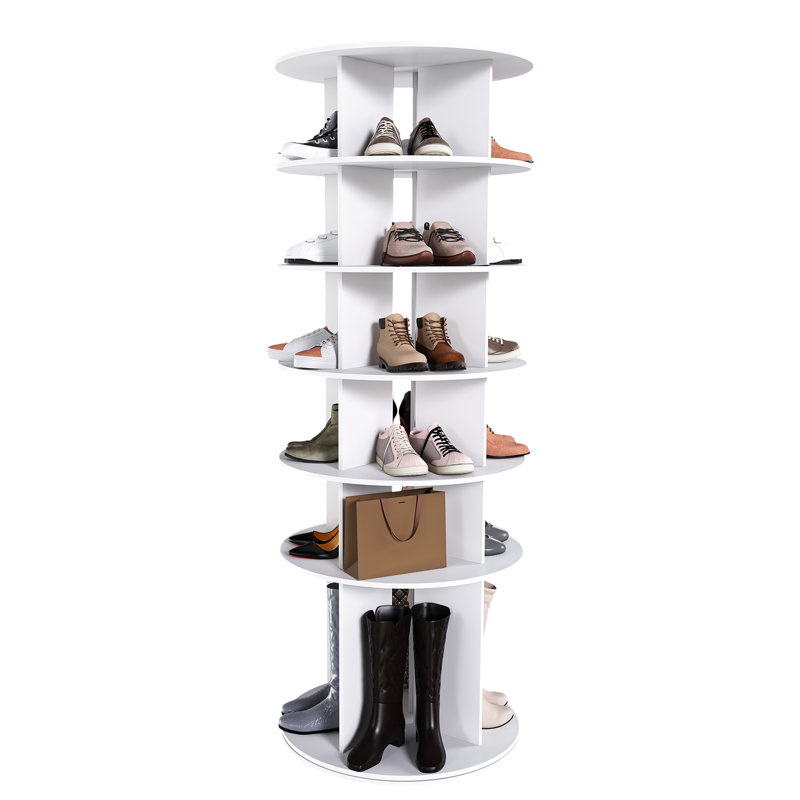 6 étagères à chaussures rotatives - rangement peu encombrant, 24 paires, tour de présentation rotative blanche 360