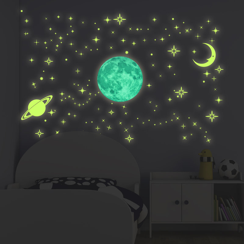 Stars and Moons Glow in Dark Wall Sticker