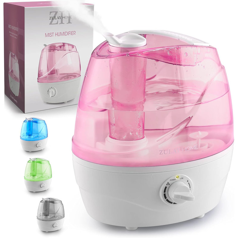 Zulay Home Cool Mist Humidifiers For Bedroom (2.2L Water Tank) - Quiet Ultrasonic Humidifiers For Large Room With Auto Shutoff Feature - Air Humidifier For Plants, Nursery, Kids Room (Gray)