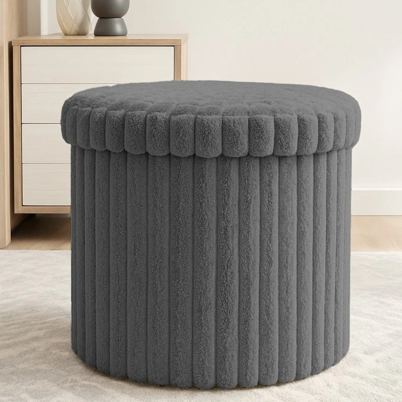 Foldable Ottoman Storage Stool with Cushioned Seat and Hidden Storage Chest, Footrest for Toys, Blankets and Magazines