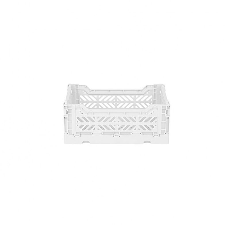 Foldable Plastic Crate, Collapsible Storage Bin to Organize Your Rooms, Collapsible Utility Crate, White