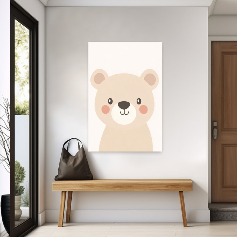 Mignon bébé ours, impression abstraite, paysage de forêt, art mural, H 60 po x l 40 po