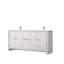 Meuble-lavabo double blanc 72 po X 20 po. Comptoir et robinet en marbre de culture - Rangement abondant avec 2 armoires, 3 tiroirs et une tablette ouverte pour le bain