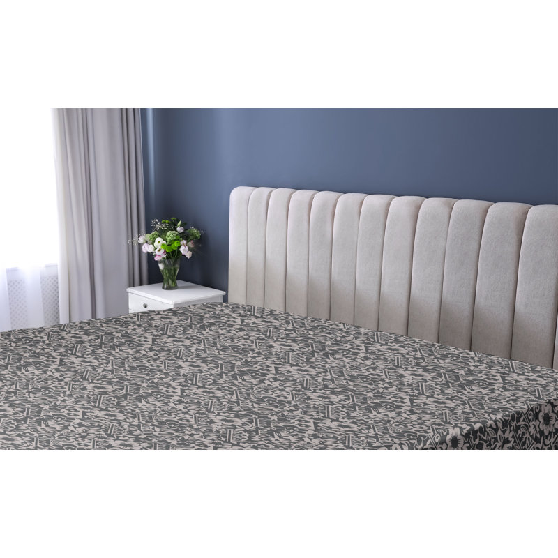 Drap-housse Ambesonne, Drap-housse de taille simple, Gris pâle, gris anthracite, gris / floral
