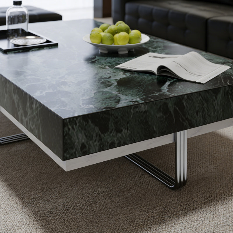 Table basse moderne moderne en ardoise avec plateau, Vert, H 13,77 po x L 51,18 po x l 27,55 po
