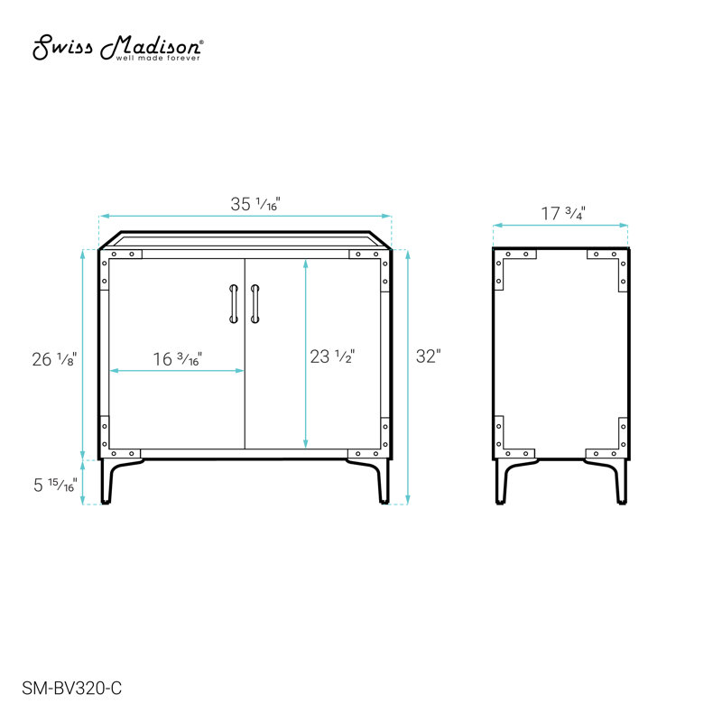 Voltaire 35.06'' Single Bathroom Vanity Base Only in Painted