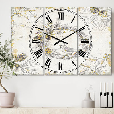 Gold Beautiful cardinals - Traditional wall clock