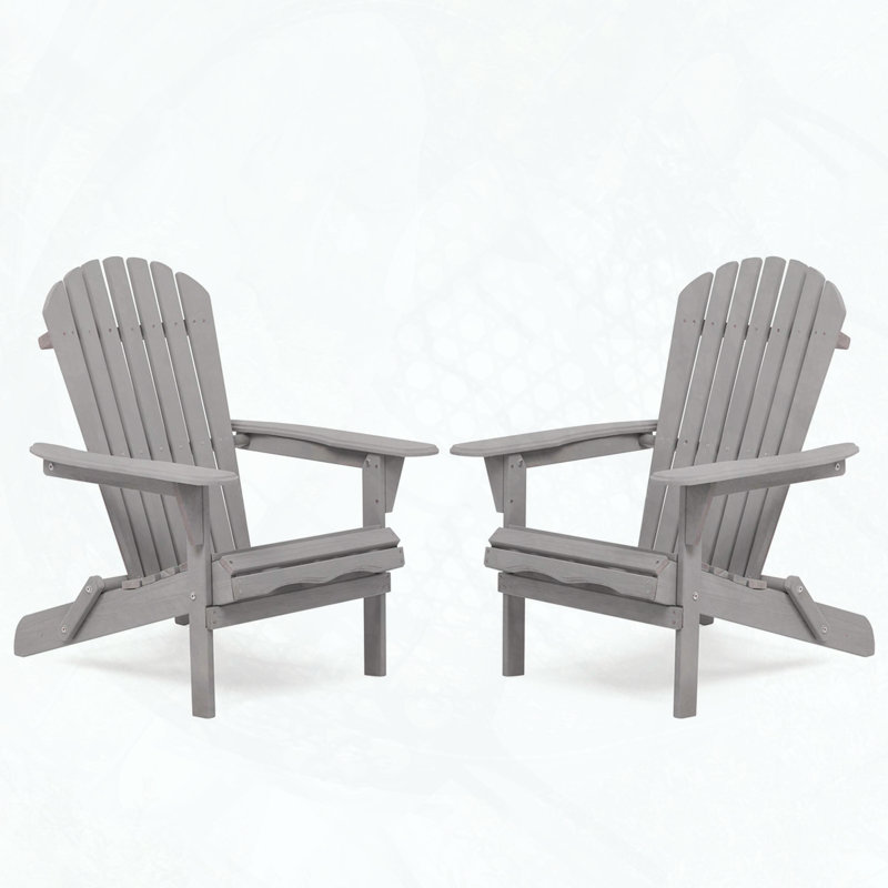 Solid Cedar Wood Folding Adirondack Chair Set of 2 (Half Assembled), Gray
