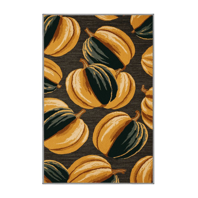 Washable Acorn Squash Vegetables Area Rug, Rectangle 7' x 9'
