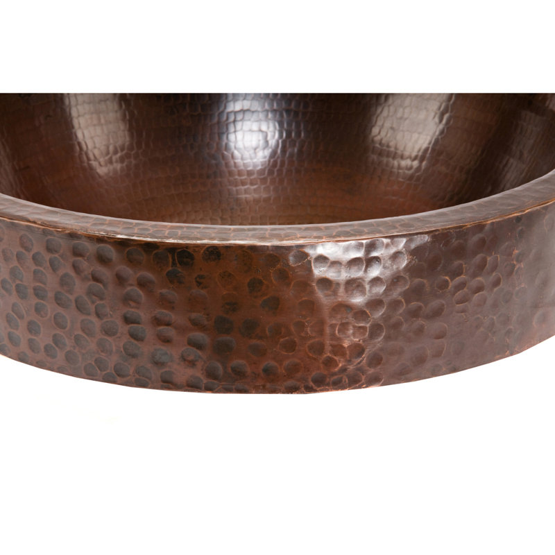 18" Oval Skirted Vessel Hammered Copper Sink
