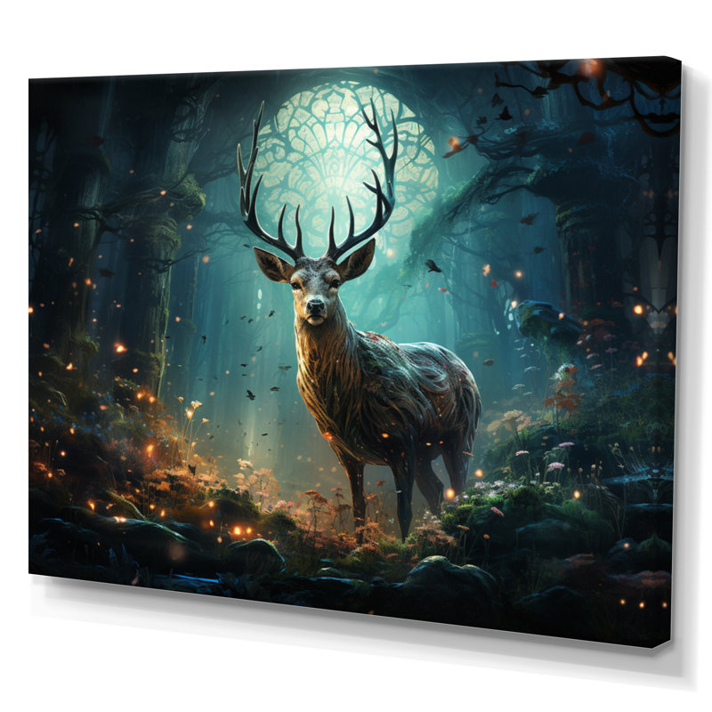 «Deer Enchanted Forest II», reproduction sur toile, Toile tendue, H 12 po x l 20 po x P 1 po