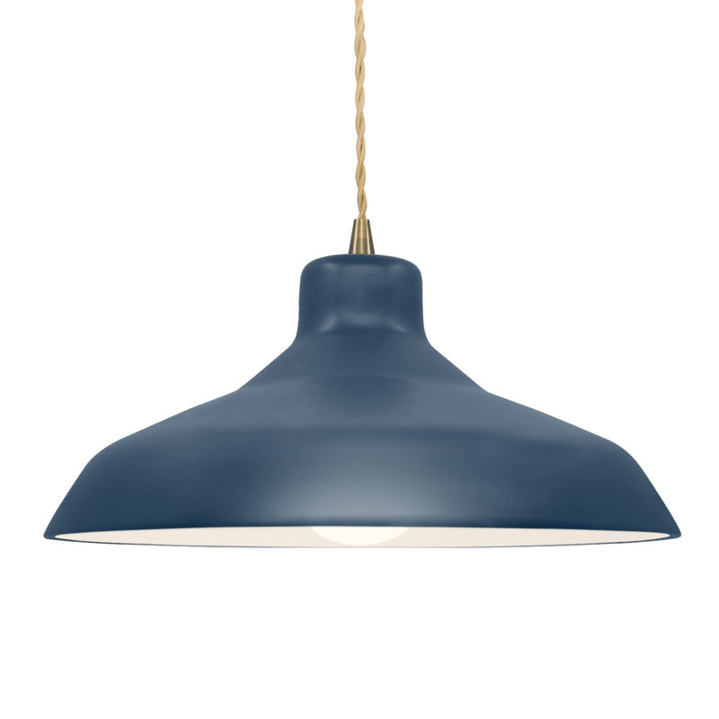 Luminaire suspendu en forme de dôme à 1 lumière Fallon, H 7,5 po x l 15,5 po x P 15,5 po, Ciel à minuit / blanc mat