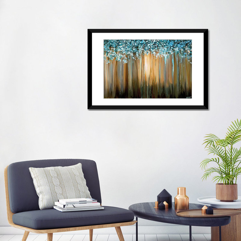 Swiger " Paradise " by Osnat Tzadok, 24" H x 32" W x 1" D, Black Framed Fine Art Paper, White