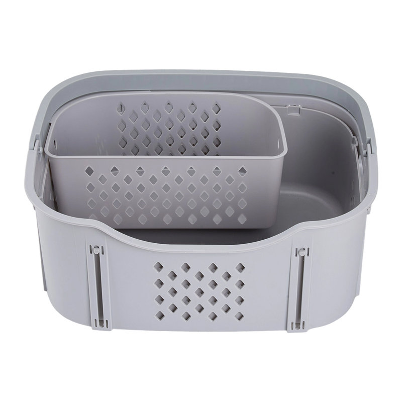 Plastic Laundry Basket with Handles, Grey