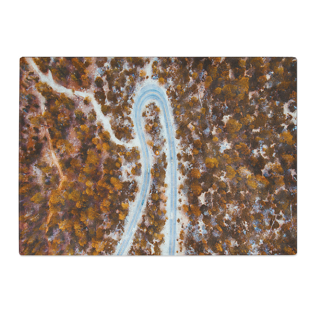 Tempered Glass Bend in the Forest Road Chopping Board