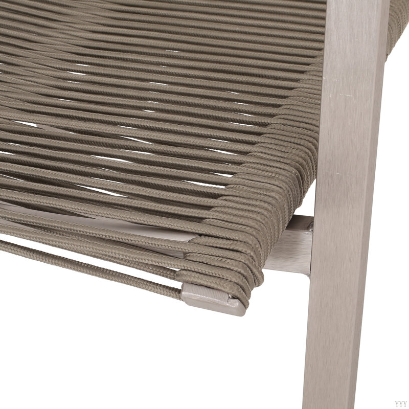 Chaise de salle à manger d'extérieur moderne en aluminium avec siège en corde (ensemble de 2), Taupe