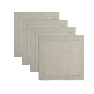 100% Pure Linen Hemstitch Square Placemats - Classic Hemstitch