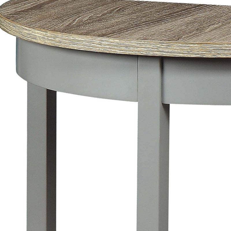 Table - Natural Oak & Gray Finish, With Versatile Storage Space Half-moon Console Practical