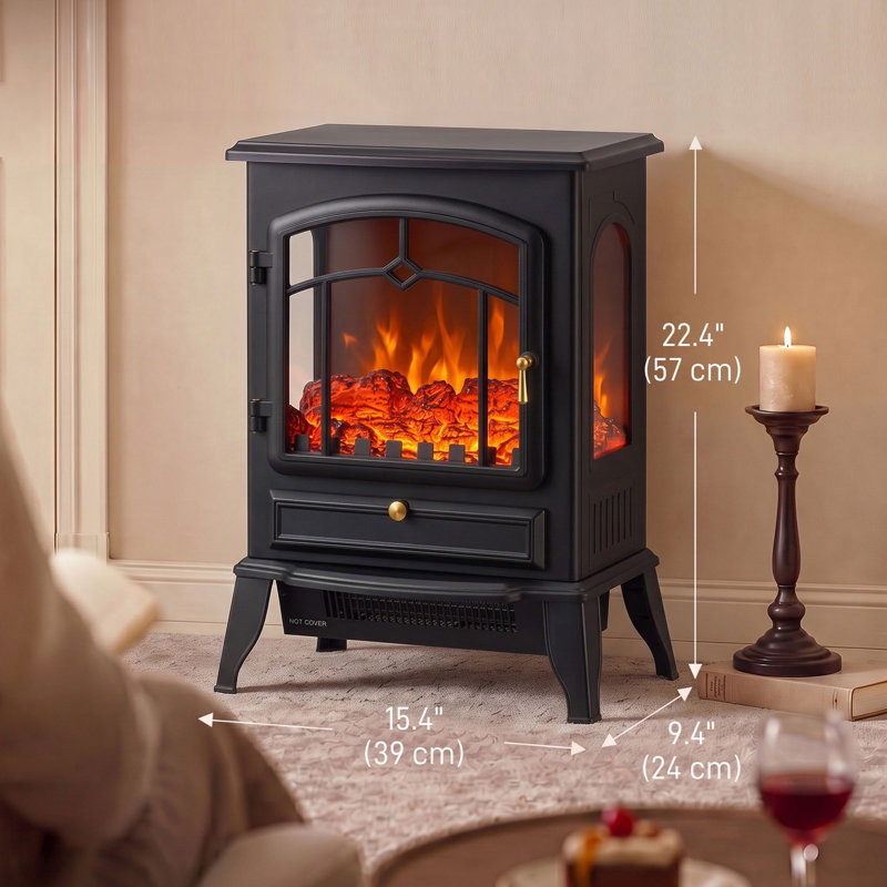 Poêle à cheminée électrique infrarouge avec effet de flamme de bûche réaliste