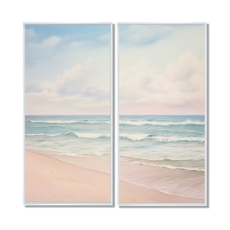 Radke - Large Coastal Beach Wall Art, 40" H x 40" W, Floater Framed Print, White