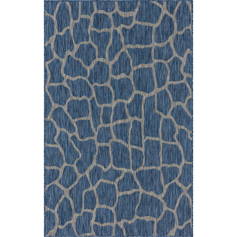 Tapis intérieur / extérieur bleu / gris Muro, Rectangle 4 pi 1 po x 6 pi 1 po