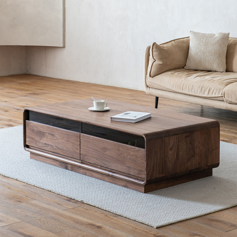 Table basse rectangulaire en bois massif, H 13,8 po x L 47,2 po x l 23,6 po