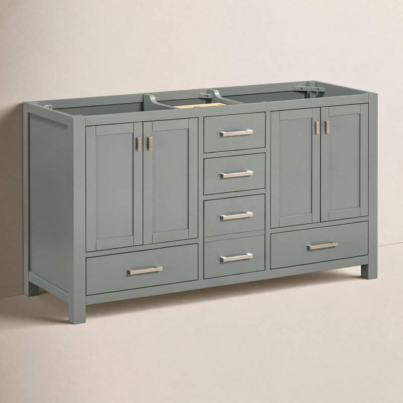Modero 60'' W Double Bathroom Vanity Base, Smoke Green