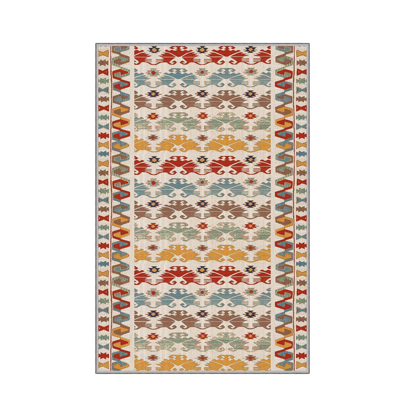 Luxurious Woven Area Rug, 5.9 x 9.2 ft, 100% Polyester, Antibacterial | Non-Slip PVC Felt Dot Underside, 0.3 in Pile Height | Machine Washable, 3D Digital Print, Perfect for Living Room & Bedroom Décor