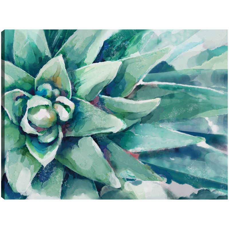 «Watercolor Succulent Bloom» par Studio Arts, reproduction d'art sur toile, H 11 po x l 14 po