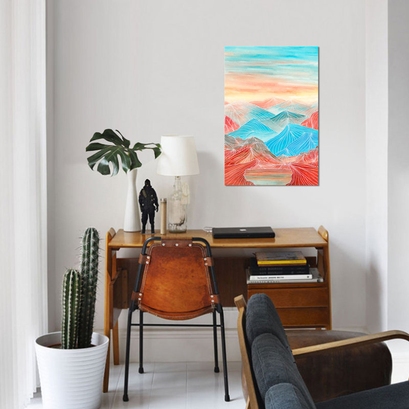 « lines », reproduction de peinture à l’acrylique sur toile tendue, H 12 po x l 8 po x P 0,75 po, Toile tendue, Pas de tapis